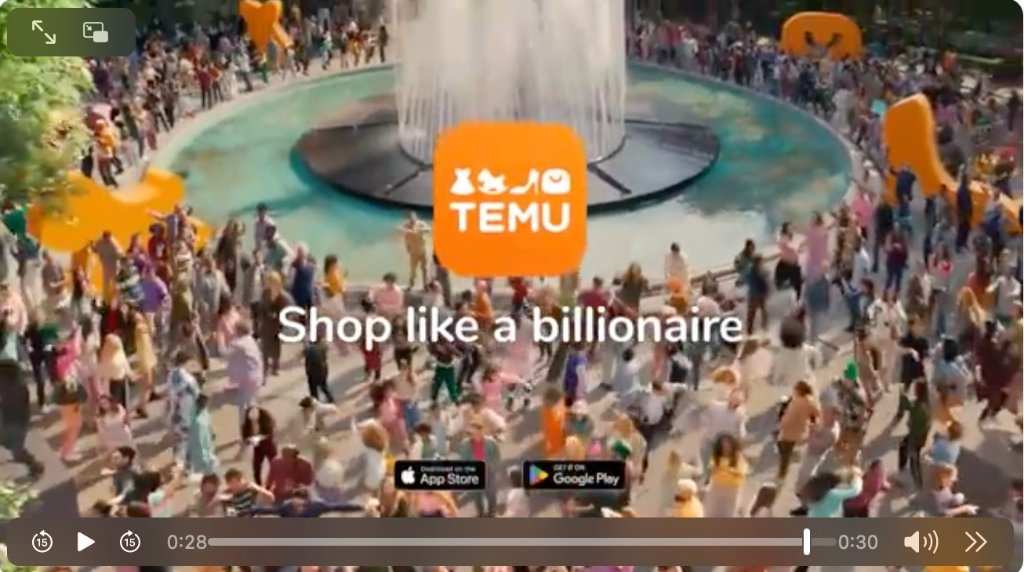 TEMU在超級碗上投放的廣告 圖片來源:官網視頻截圖