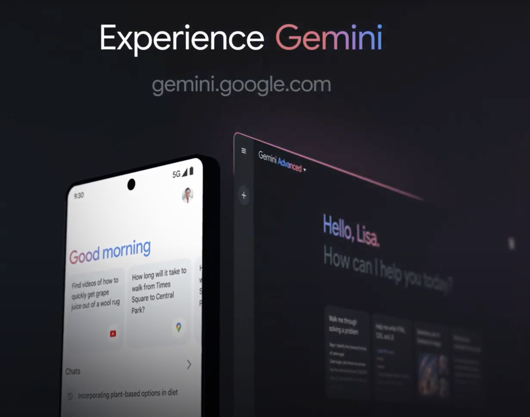 Bard 改名 Gemini，同時推出 Android 版 App | 圖片來源：谷歌